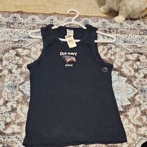 Vintage 2002 Old Navy 4th Of July Navy Blue Ribbed Tank Top With Tags.